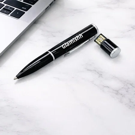 Black And Silver Pen with Custom Printed USB Pen Drive Customized Pen Drive USB Storage Drive