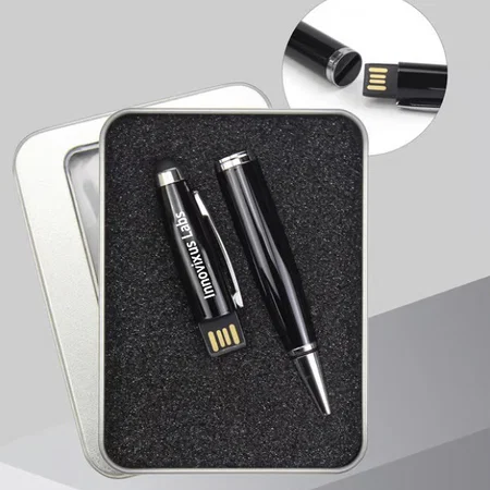 Gloss Finish Black Pen with Custom Printed USB Pen Drive Customized Pen Drive USB Storage Drive