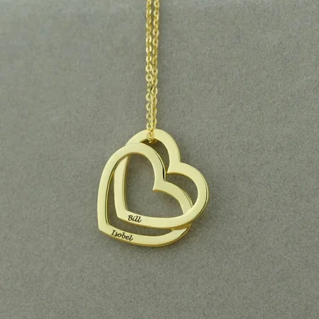 2 Heart Name  Customized Name Necklace Pendants