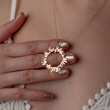 Circle Multiple Name Customized Name Necklace Pendants