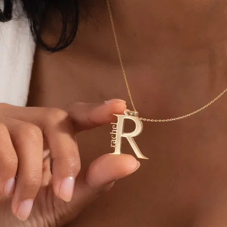 Gold Initial with Name Customized Name Necklace Pendants