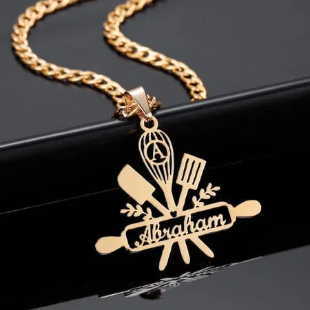 Kitchen Utensils Design with Name Customized Name Necklace Pendants