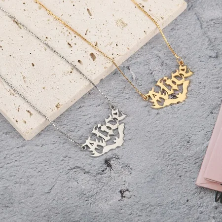 Halloween Bat Design Customized Name Necklace Pendants