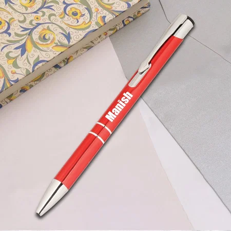 Red And Silver Customized Metal Pen for Corporate Gifting