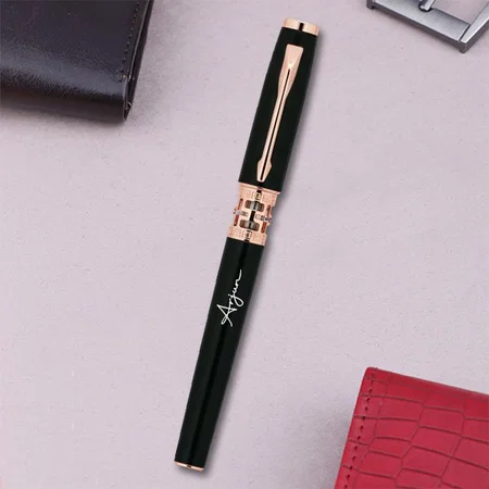 Luxury Black And Rose Gold Customized Metal Pen With Rose Gold Detailing