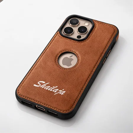 Customized Brown Leather Finish Back Cover Case for iPhone 16 Pro Max | Shockproof Design | Raised Edges for Camera & Screen Protection | Stunning Minimalist Design
