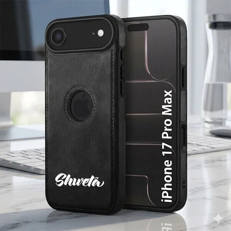 Customized Black Leather Finish Back Cover Case for iPhone 17 Air | Shockproof Design | Raised Edges for Camera & Screen Protection | Stunning Minimalist Design