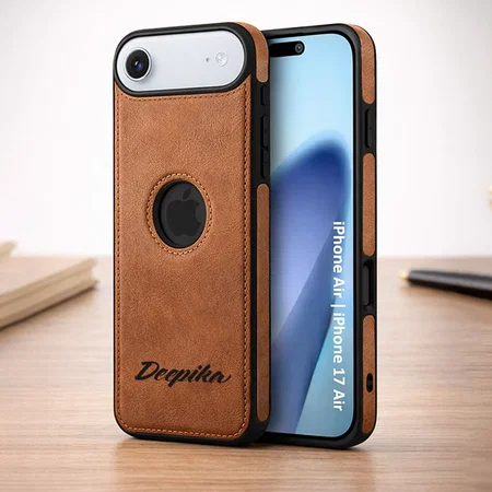 Customized Brown Leather Finish Back Cover Case for iPhone 17 Air | Shockproof Design | Raised Edges for Camera & Screen Protection | Stunning Minimalist Design