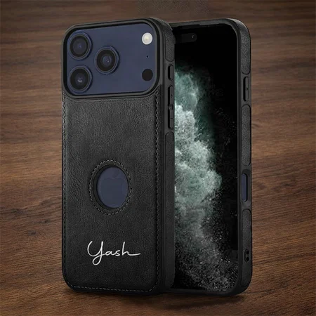 Customized Black Leather Finish Back Cover Case for iPhone 17 Pro | Shockproof Design | Raised Edges for Camera & Screen Protection | Stunning Minimalist Design