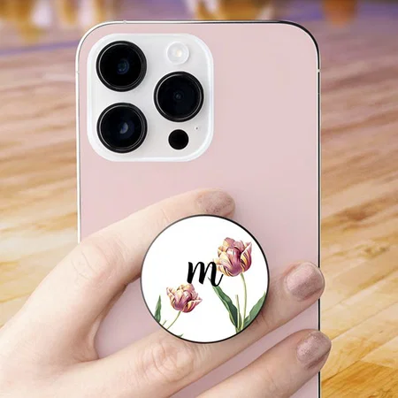 Pink & Yellow Tulip Floral Mother's Day Customized Printed Phone Grip Holder Sockets