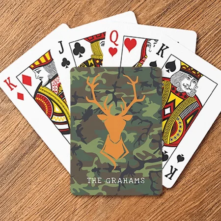 Camouflage Orange Deer Buck Hunting Customized Photo Printed Playing Cards