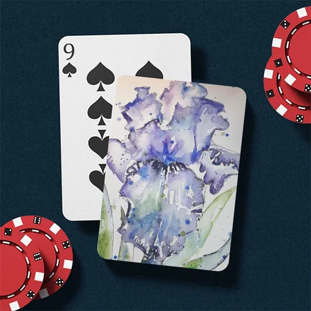 Purple Iris Flower Watercolour Customized Photo Printed Playing Cards