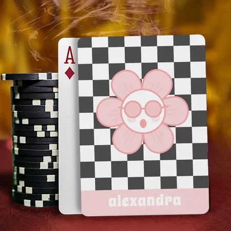 Cute Pink Flower Customized Photo Printed Playing Cards