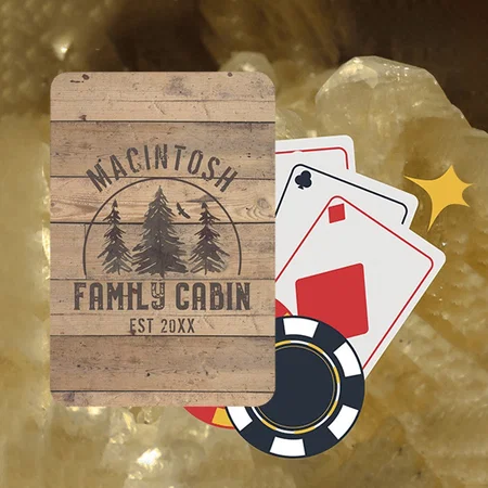 Family Cabin Rustic Wood Customized Photo Printed Playing Cards