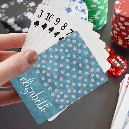 Watercolor Messy Polka Dots Customized Photo Printed Playing Cards