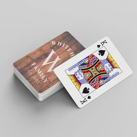 Rustic Monogram Wood Customized Photo Printed Playing Cards