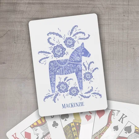 Swedish Dala Horse Customized Photo Printed Playing Cards