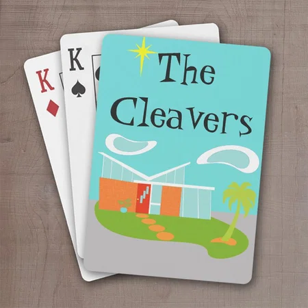 Mid Century Modern Cartoon House Customized Photo Printed Playing Cards