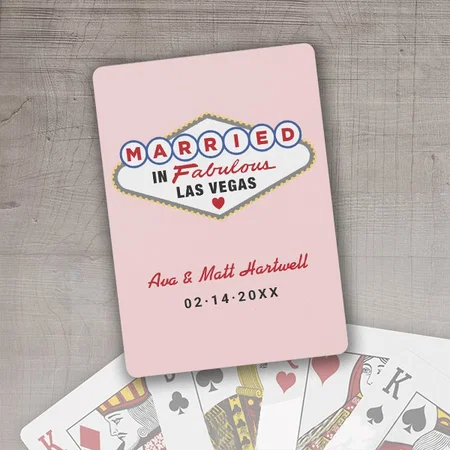 Married in Fabulous Las Vegas Wedding Monogram Customized Photo Printed Playing Cards