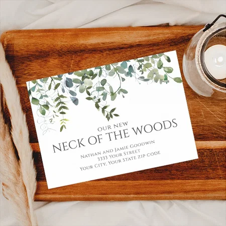 Modern Neck of the Woods Moving Customized Printed Postcard - Set of 10