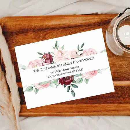 Floral Design Change of Address We Have Moved Elegant Customized Printed Postcard - Set of 10