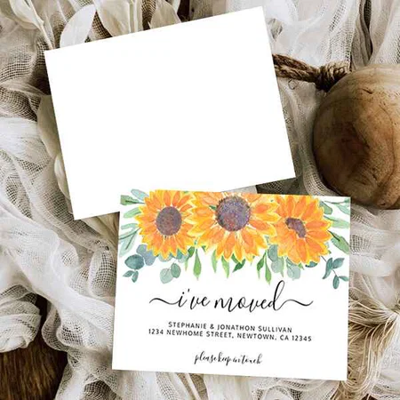 Floral I've Moved Moving Announcement Customized Printed Postcard - Set of 10