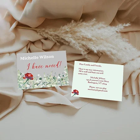 I Have Moved Eucalyptus Elegant Budget Moving Customized Printed Postcard - Set of 10