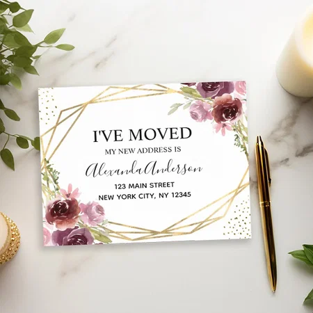 Budget Moving Announcement Floral Customized Printed Postcard - Set of 10