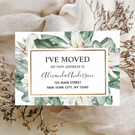 Budget Moving Announcement Tropical Floral Customized Printed Postcard - Set of 10