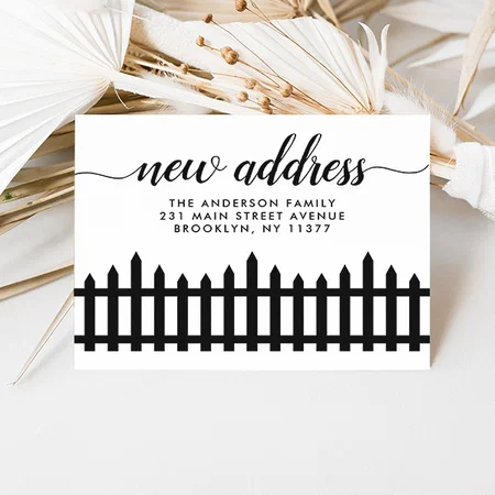 New Home Address Script We've Moved Fence Moving Announcement Customized Printed Postcard - Set of 10