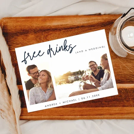 Budget Wedding Save the Date Invitation Customized Printed Postcard - Set of 10
