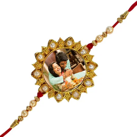 Flower Shape Customized Photo Printed Rakhi