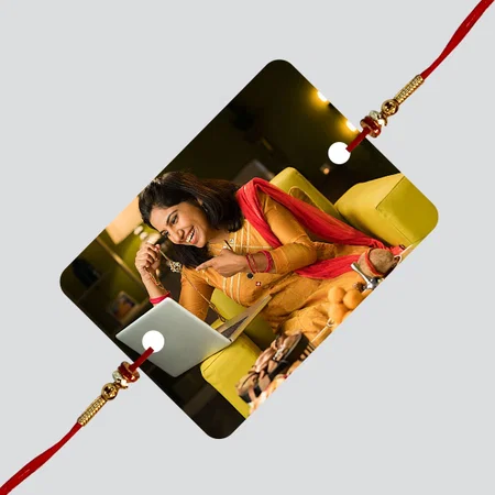 Rectangle Customized Photo Printed Rakhi