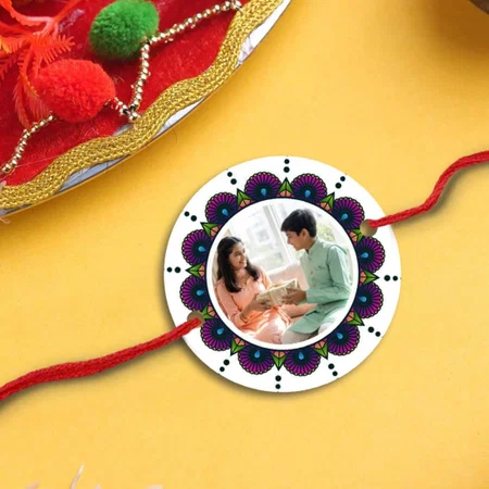 Royal Texture Customized Photo Printed Acrylic Rakhi