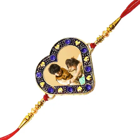 Heart Shape Customized Photo Printed Rakhi