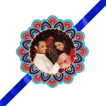 Flower Design Customized Photo Printed Rakhi