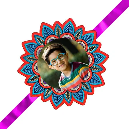 Flower Design Customized Photo Printed Rakhi