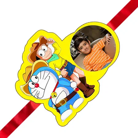 Doraemon Nobita Design Customized Photo Printed Rakhi