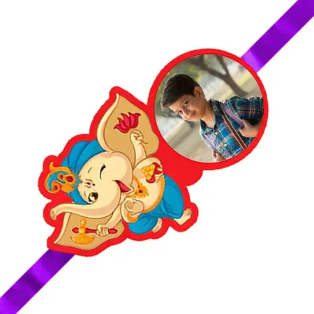 Ganesh Ji Design Customized Photo Printed Rakhi