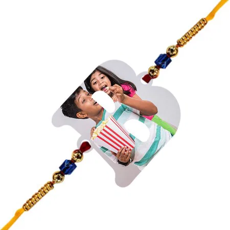 B Alphabet Customized Photo Printed Rakhi