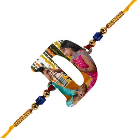 D Alphabet Customized Photo Printed Rakhi
