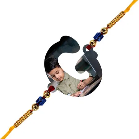 G Alphabet Customized Photo Printed Rakhi