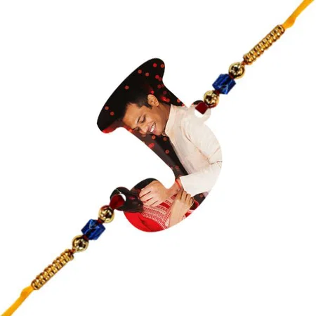 J Alphabet Customized Photo Printed Rakhi