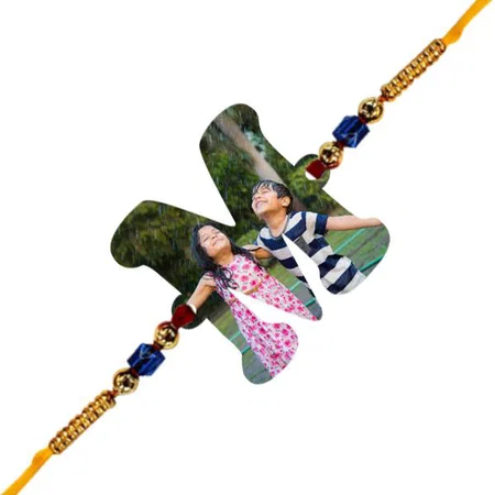 M Alphabet Customized Photo Printed Rakhi