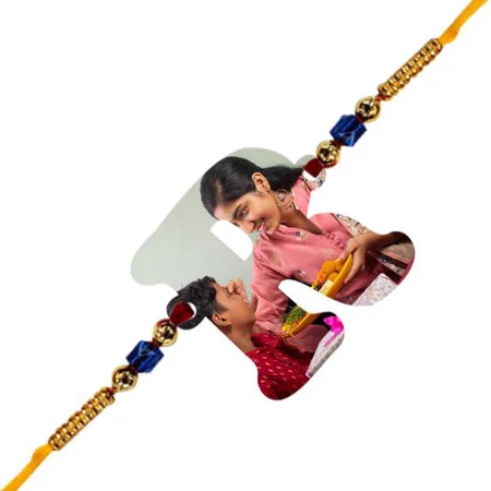 R Alphabet Customized Photo Printed Rakhi