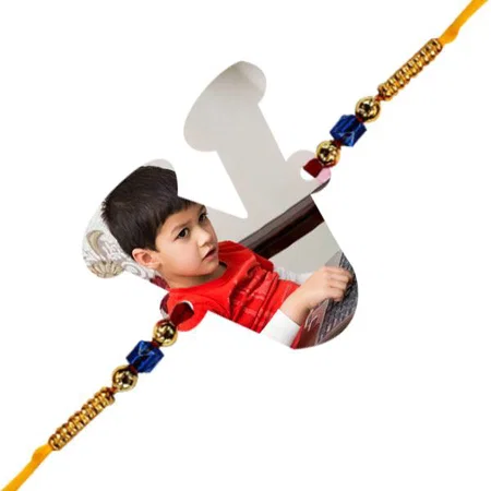 V Alphabet Customized Photo Printed Rakhi