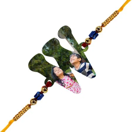 W Alphabet Customized Photo Printed Rakhi