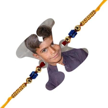 X Alphabet Customized Photo Printed Rakhi