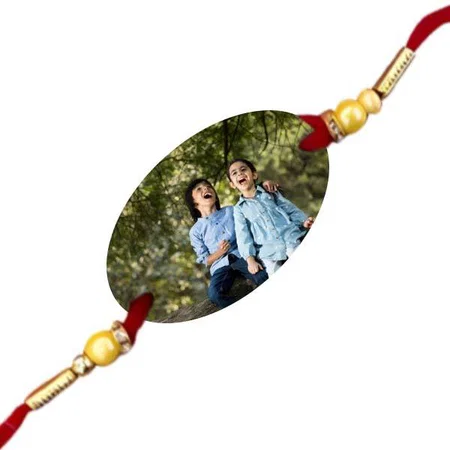 Oval Shape Customized Photo Printed Rakhi