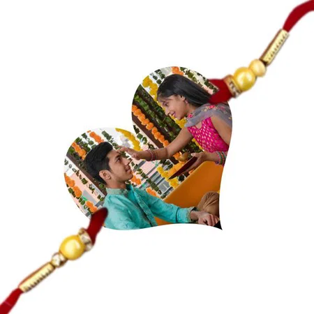 Heart Shape Customized Photo Printed Rakhi